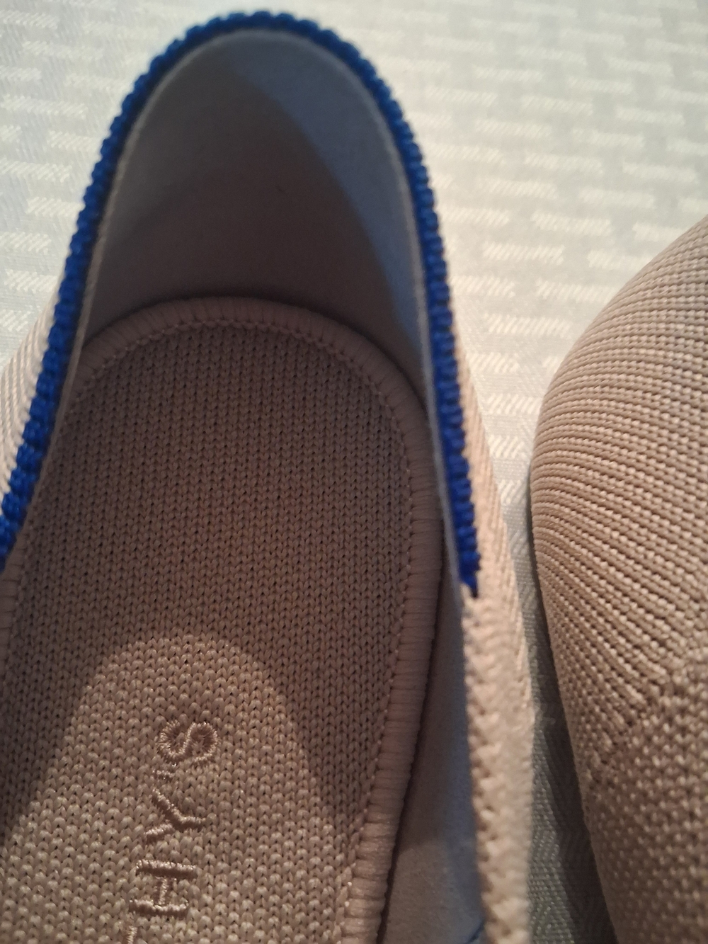 Rothy's Women's Beige Knit Ballet Flats with Navy Trim - Picture 5 of 13